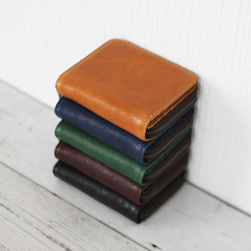 本革 コンパクトウォレット 二つ折り財布 メンズ レディース 小銭入れ