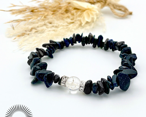 夢の実現『ブルーゴールドストーンさざれ石と一粒クラック水晶』の