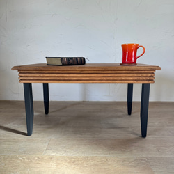 貴重なデザイン カフェテーブル Bタイプ アイアン風 猫足風　北欧材 デザイン ローテーブル アイアン家具 風 3枚目の画像