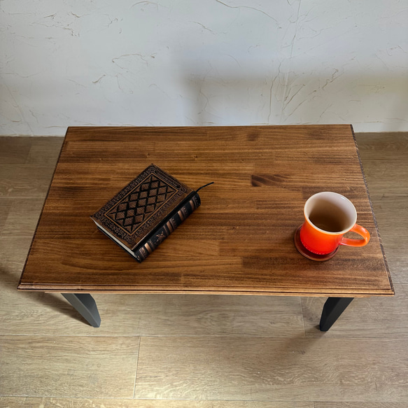 貴重なデザイン カフェテーブル Bタイプ アイアン風 猫足風　北欧材 デザイン ローテーブル アイアン家具 風 7枚目の画像