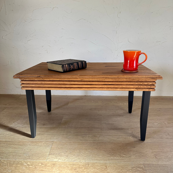貴重なデザイン カフェテーブル Bタイプ アイアン風 猫足風　北欧材 デザイン ローテーブル アイアン家具 風 2枚目の画像