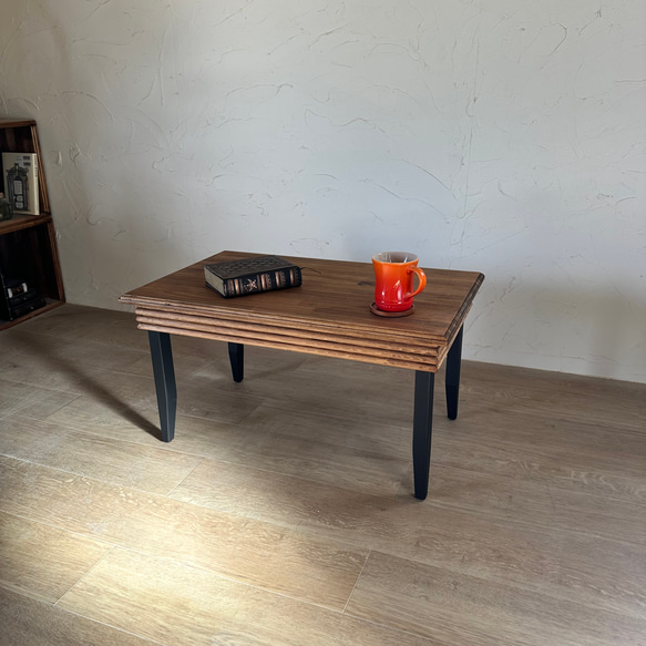 貴重なデザイン カフェテーブル Bタイプ アイアン風 猫足風　北欧材 デザイン ローテーブル アイアン家具 風 4枚目の画像