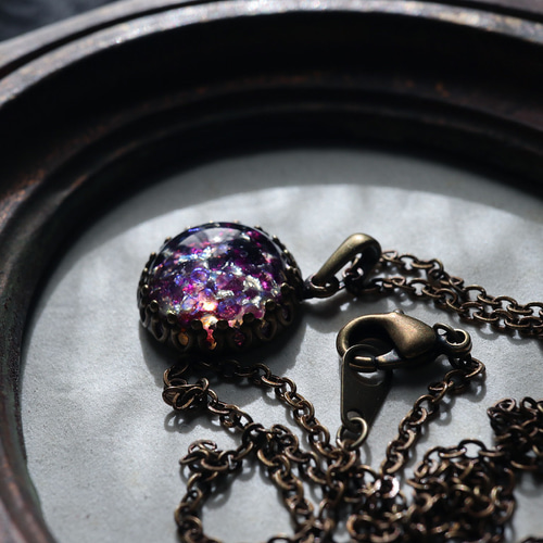 数量限定 【チェコ/ガラス】【再販9】パープルファイアオパール風の