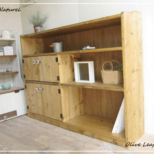 サイズオーダー可●超ワイドアシンメトリーキャビネット●シャビーブラウン●受注製作 サイズオーダー可○超ワイドアシンメトリーキャビネット○シャビー