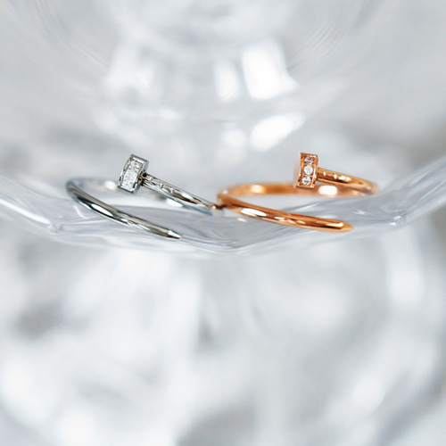 指輪 レディース ステンレス 釘 ジルコニア ストーン入り リング