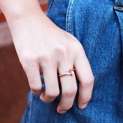 指輪 レディース ステンレス 釘 ジルコニア ストーン入り リング