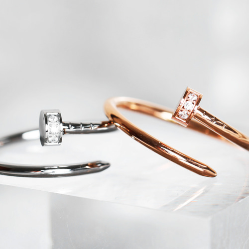 ボタンリング♡ ミラーとヘアラインのコンビ仕上げのリング 金属アレルギー対応の指輪