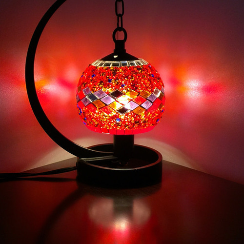 トルコランプ　かぶせ型　キャンドル　ライト　ステンドグラス　レッド② トルコランプ かぶせ型 キャンドル ライト ステンドグラス