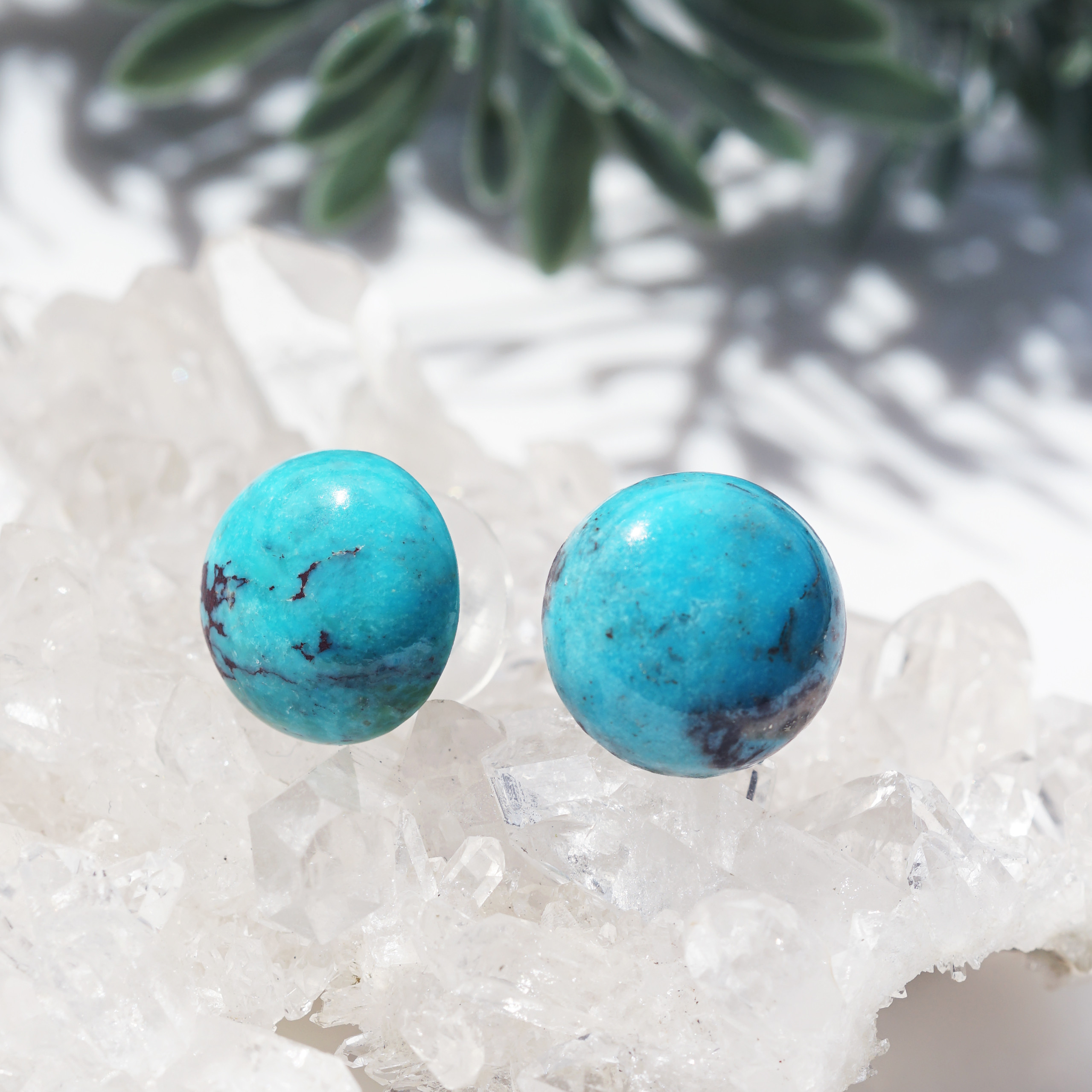 大粒★中国湖北省産極上ターコイズのピアス・E可能・サージカルステンレス　～濃浅葱（こいあさぎ）