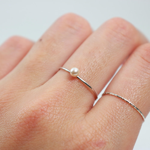 Creema限定】3mm ぷち淡水パール の ピンキーリング/silver925 Creema限定】3mm ぷち淡水パール の ピンキーリング/silver925
