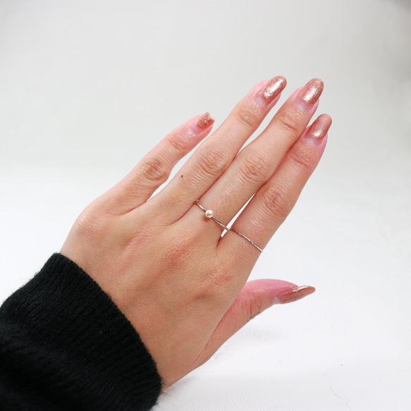 【Creema Limited】3mm Petit Freshwater Pearl Pinky Ring / silver92 第10張的照片