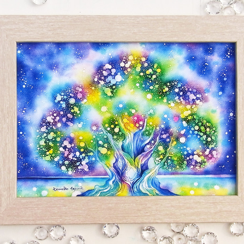 ☆】星のうまれる木 (星の鳥/絵本挿し絵) 絵画 てじまともこ