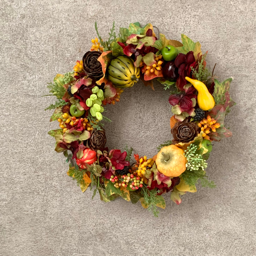 秋色リース ハロウィンリース 『秋ハンドメイド2024』 壁飾り 秋