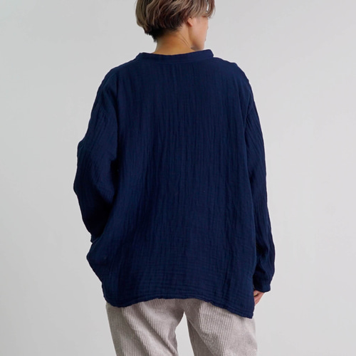 UZUiRO キーネックガーゼロンT/ネイビー/知多木綿3重ガーゼ キーネックガーゼロンT | ネイビー - UZUiRO/公式オンラインショップ