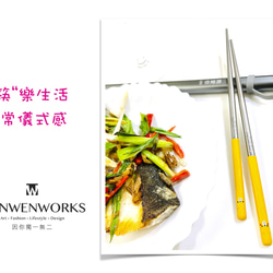 純鈦筷/可愛熊/芥末黃/手作/WENWENWORKS鈦璽筷 第2張的照片
