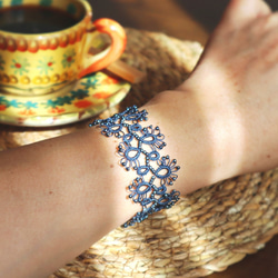 OYA Tatting lace Bracelet [LACE] Navy Blue 第2張的照片