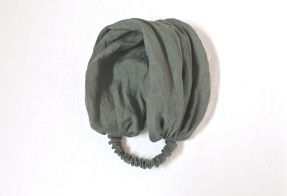 S *亞麻頭巾...綠色 第2張的照片