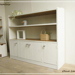 サイズ、デザインオーダー可！４扉2引出キャビネット無垢シャビーホワイト●受注製作 サイズ、デザインオーダー可！4扉2引出キャビネット無垢シャビー