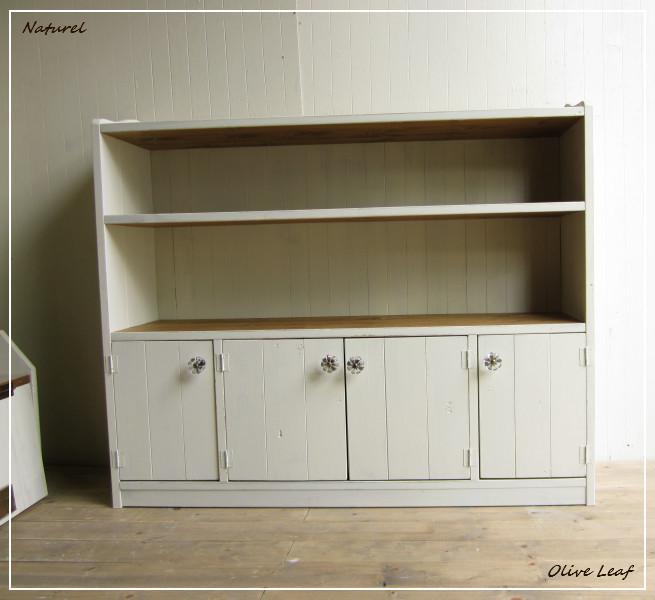 ※送料がかなり安くなりました！サイズオーダー可！●超ワイド４枚扉キャビネット●シャビーホワイト無垢材ナチュラル●受注製作