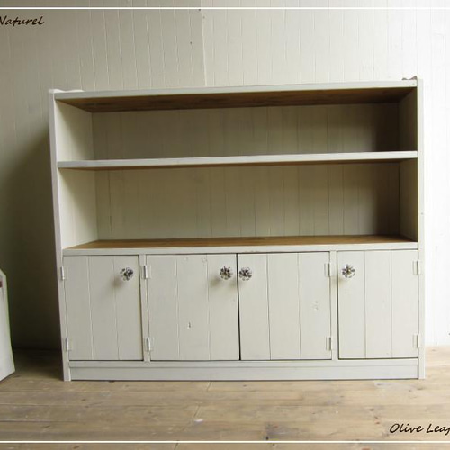 サイズデザインオーダー可ワイドロータイプ4扉キャビネットシャビー