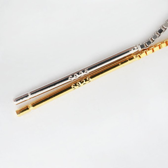 SV925 スターリングシルバー アメリカンピアス Tピン付 ベネチアンチェーン ピアス（E）1ペア 3枚目の画像