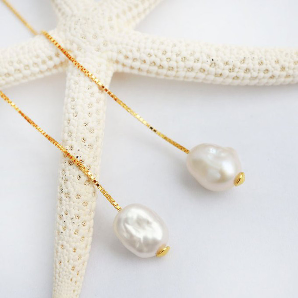 SV925 スターリングシルバー アメリカンピアス Tピン付 ベネチアンチェーン ピアス（E）1ペア 5枚目の画像