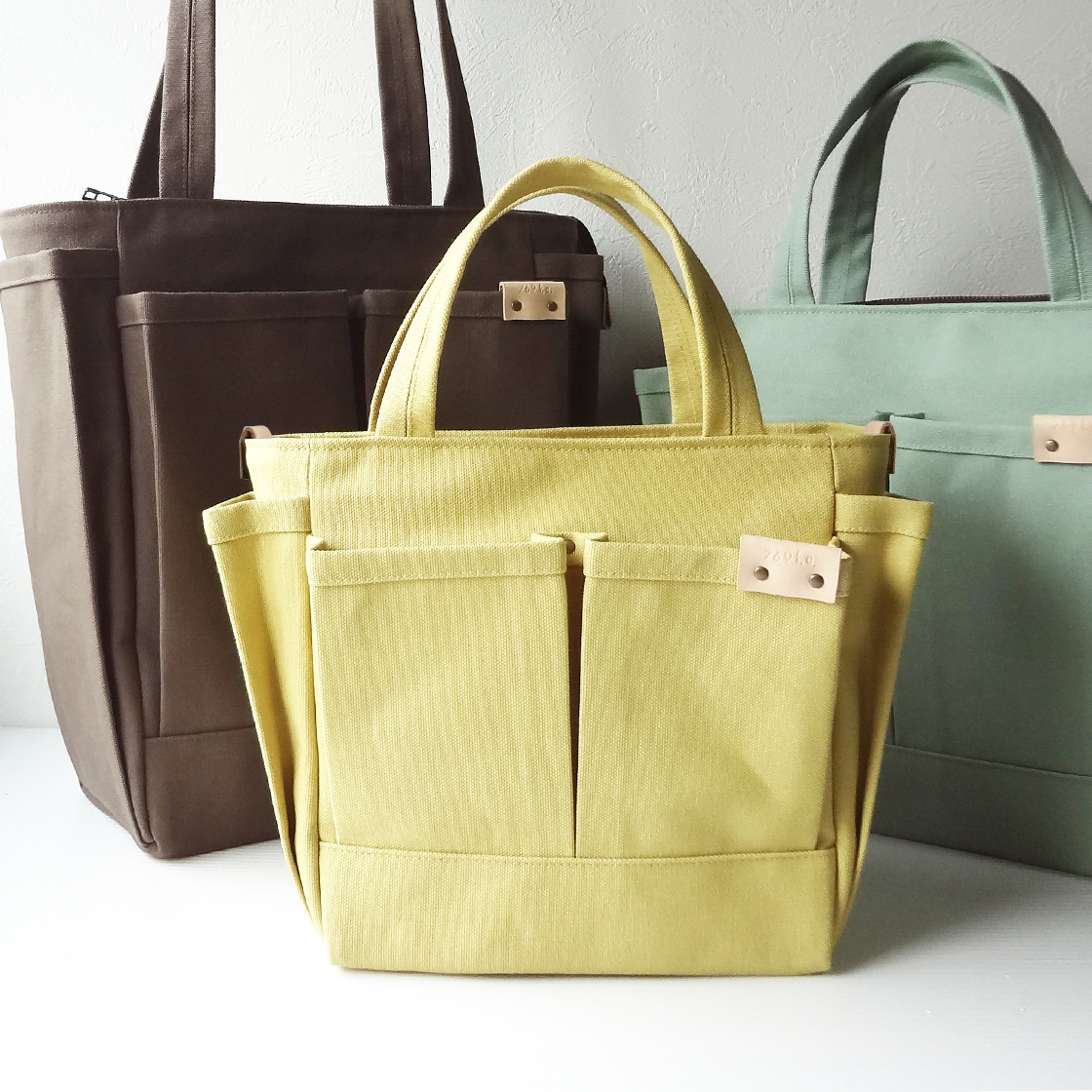 【769f.c.色々選べる】ポケットいっぱいトート(Sサイズ・24色）