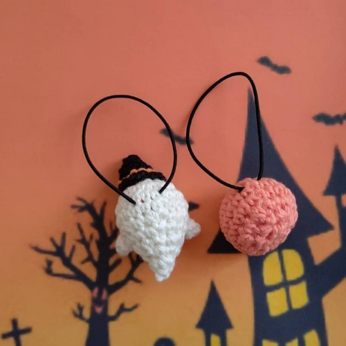 再販】2個組♪ハロウィン ヘアゴム あみぐるみ ハロウィン