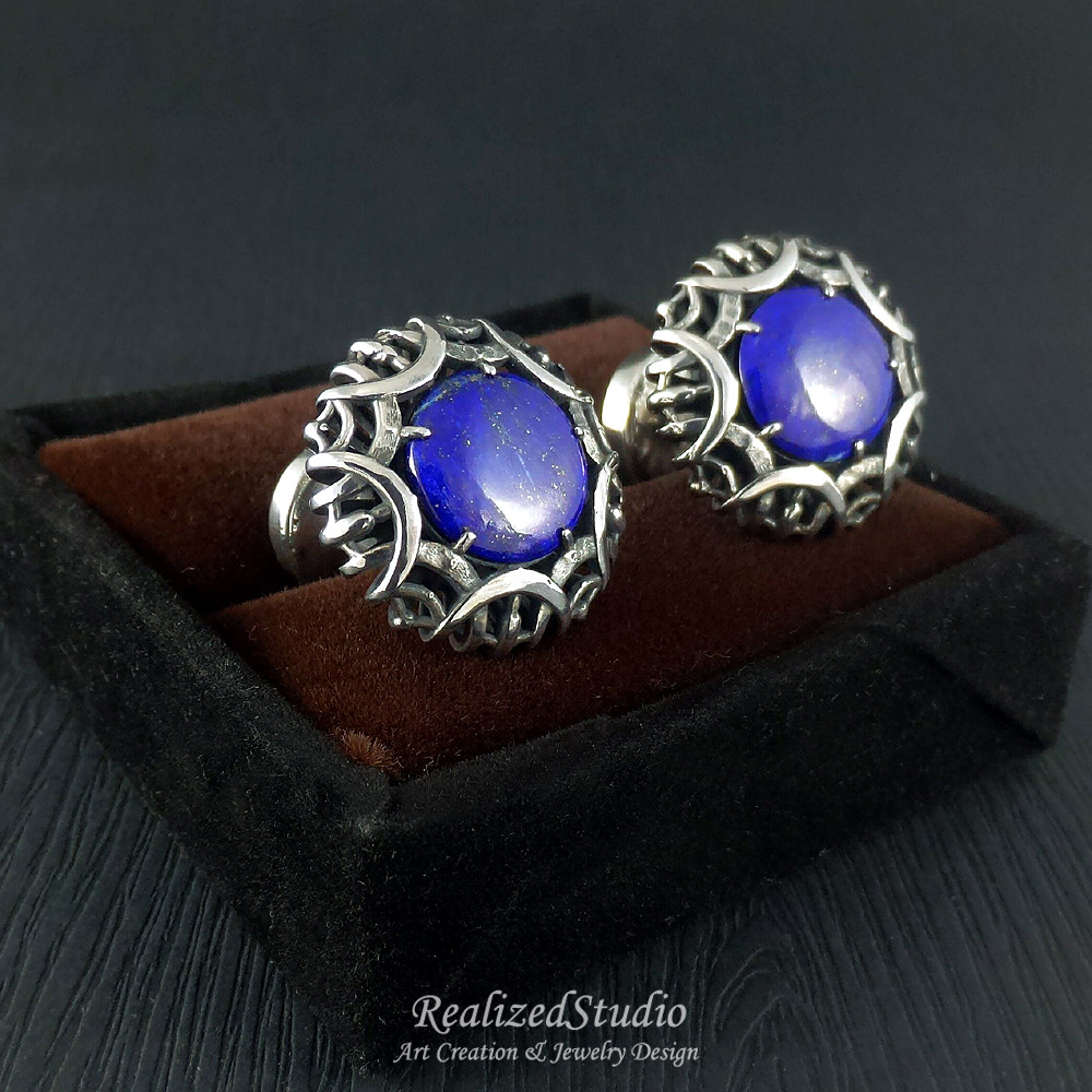 Zenith | 中空デザイン カフリンクス - ラピスラズリ.S925 シルバー 8,475円