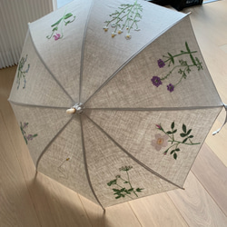 snoopyさん専用【受注制作】日傘 リネン100% 手刺繍 花 傘・日傘 CC