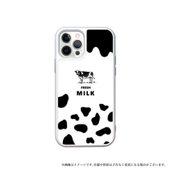 牛 牛柄 うし柄 牛乳【MILK】 スクエア 強化ガラス iPhoneケース スマホケース  スマホカバー 2枚目の画像