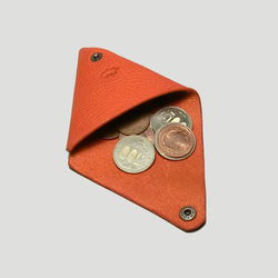 三角コインケース　マネークリップ機能　イタリアンレザー 7枚目の画像