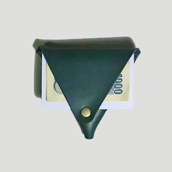 三角コインケース　マネークリップ機能　イタリアンレザー 3枚目の画像