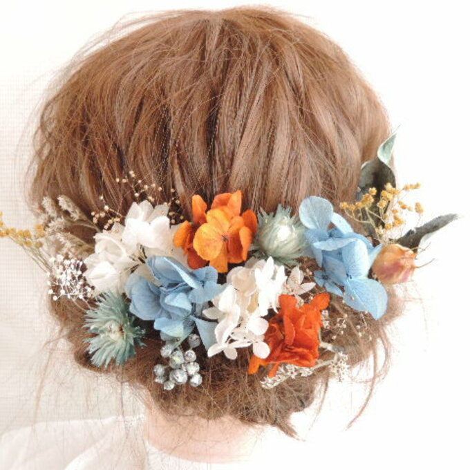 ヘッドドレス　プリザーブドフラワー　ウェディング　ドライフラワー　ヘッドパーツ　成人式髪飾り　和装髪飾り　成人式　卒業式