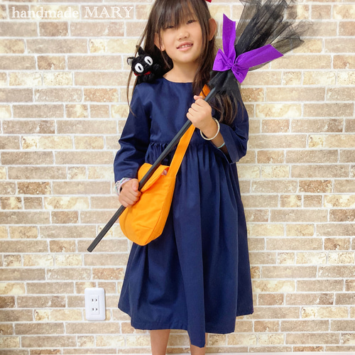 120cm size 魔女っ子ワンピース 単品 ハロウィン 子供服 handmade MARY
