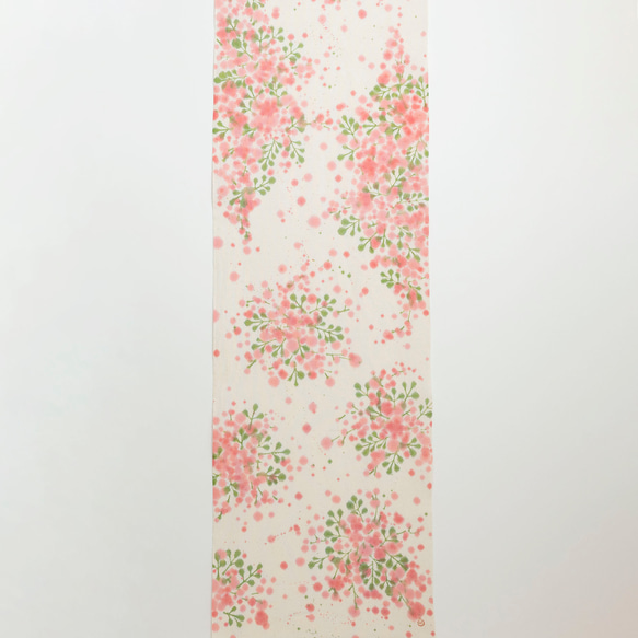 伊勢木綿の手描き染めストール / ミモザ・ピンク 4枚目の画像