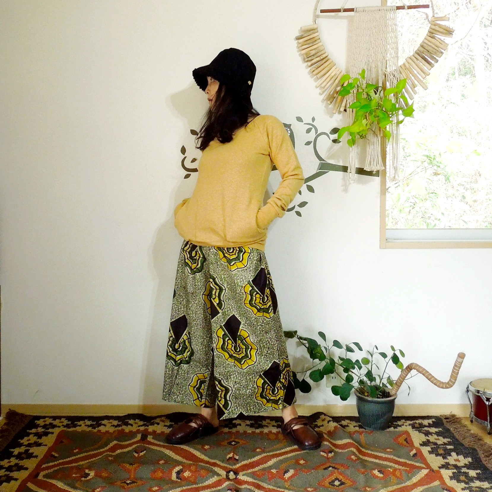 【再入荷】つつむ　ヘンプロングスウェット●マスタードベージュ