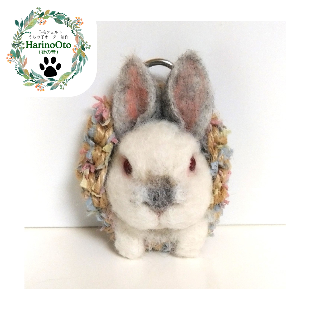 羊毛フェルト講師が作る【かご入りうちの子】ブローチキーホルダー《送料無料》　犬猫うさぎ　ダックス　チワワ　フレブル