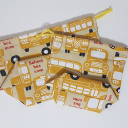 おしゃれなバス柄のお弁当&コップ袋 3枚目の画像
