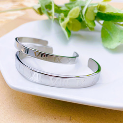 上品な印象】ローマ数字 ペアバングル シルバー6㎜ 8㎜ 金属アレルギー