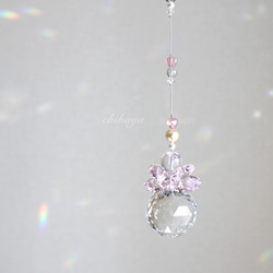 Swarovski クリスタル 30mmボール 小さなpink heart のLOVE（初恋）サンキャッチャー 6枚目の画像