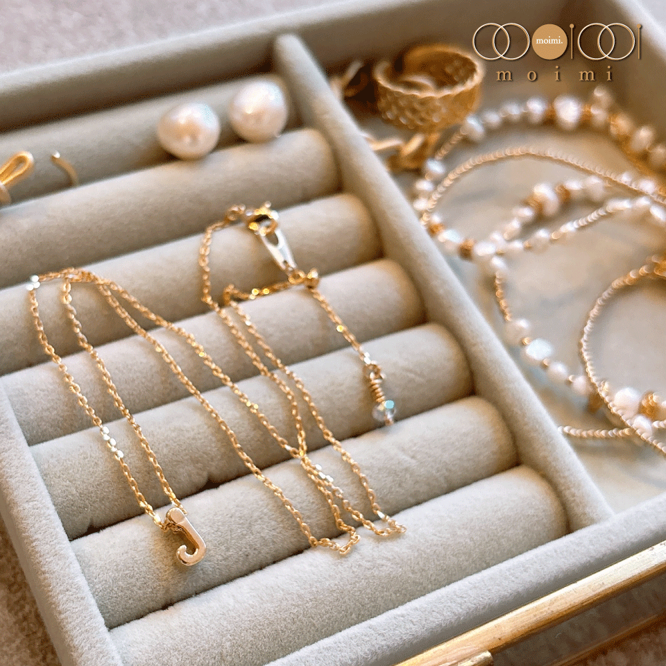 『R』COLOR DEEP 『RYO』イニシャル ネックレス K18YG クロスステッチ ダイヤモンド イニシャル ネックレス N