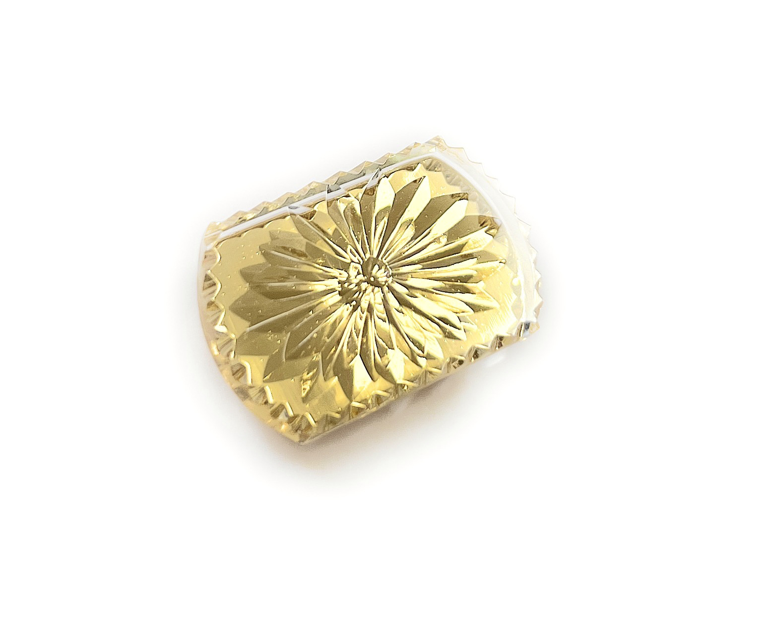 東京切子帯留め　お太鼓　氷菊　クリアー・ゴールド