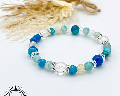 【LB掲載】限定◆PDPAOLA ブルーアゲートチャームブレスレット◆ Dark blue natural gemstone bar charm for necklace or