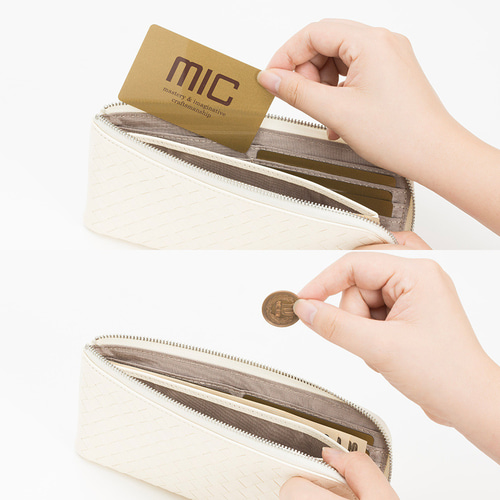 3日以内発送】 柔らかメッシュのシープレザー L字ファスナー長財布