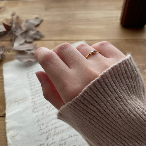 ☆バゲットカット装飾のリング、ピンキーリング セット販売 K10ダイヤモンド バゲットカット ピンキーリング（リング