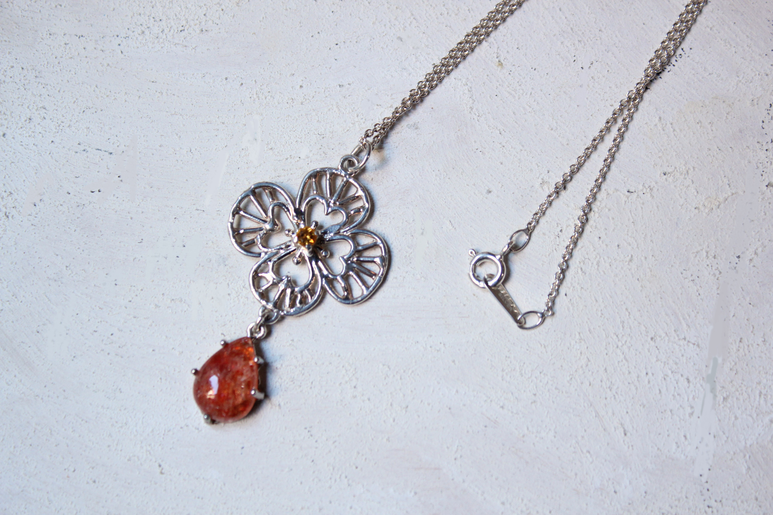 サンストーンのお花ネックレス/silver/azur