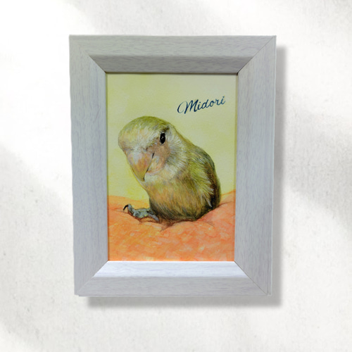 女性とコザクラインコ F4 油彩画 絵画 コザクラインコ | 稲垣アユミ ｜インテリア絵画 アートの専門通販
