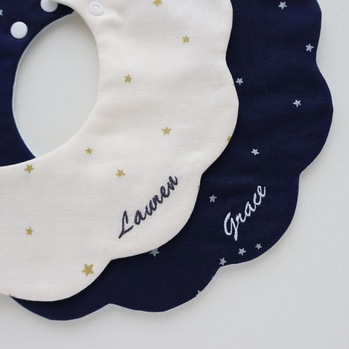 スター スタイ 刺繍 名入れ リース 型 2色 スタイ・よだれかけ baby's