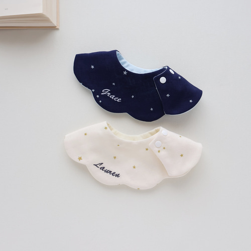 スター スタイ 刺繍 名入れ リース 型 2色 スタイ・よだれかけ baby's